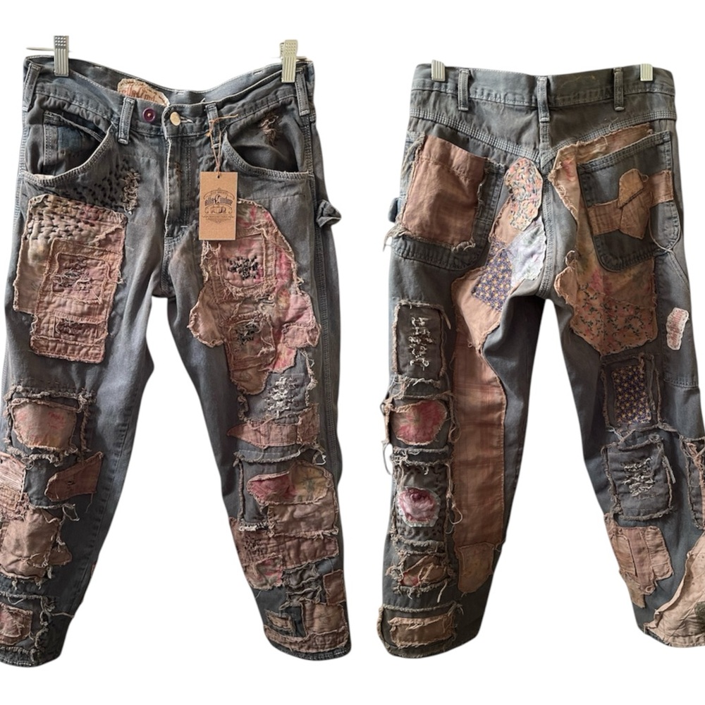 ❤️SOLD❤️ DO NOT BUY Busker Upcycle Distressed Patchwork Jeans trousers pants